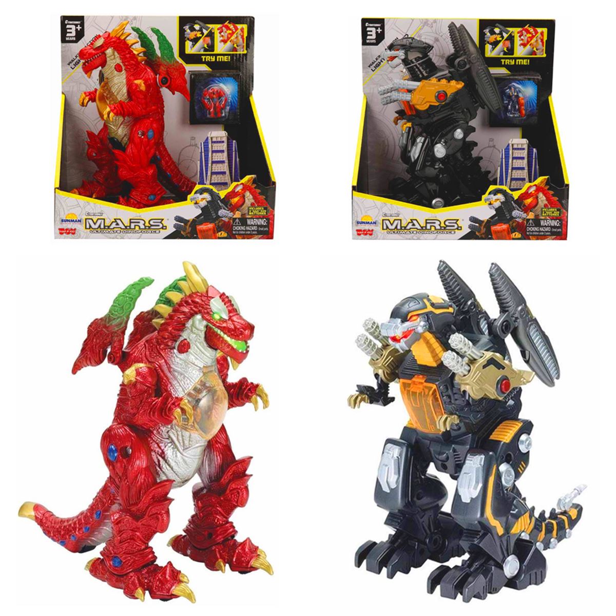 SUNMAN CYBOTRONİX MARS DİNOZOR 4020T-4021T YÜRÜYEN ROBOT SESLİ IŞIKLI 3+ 1
