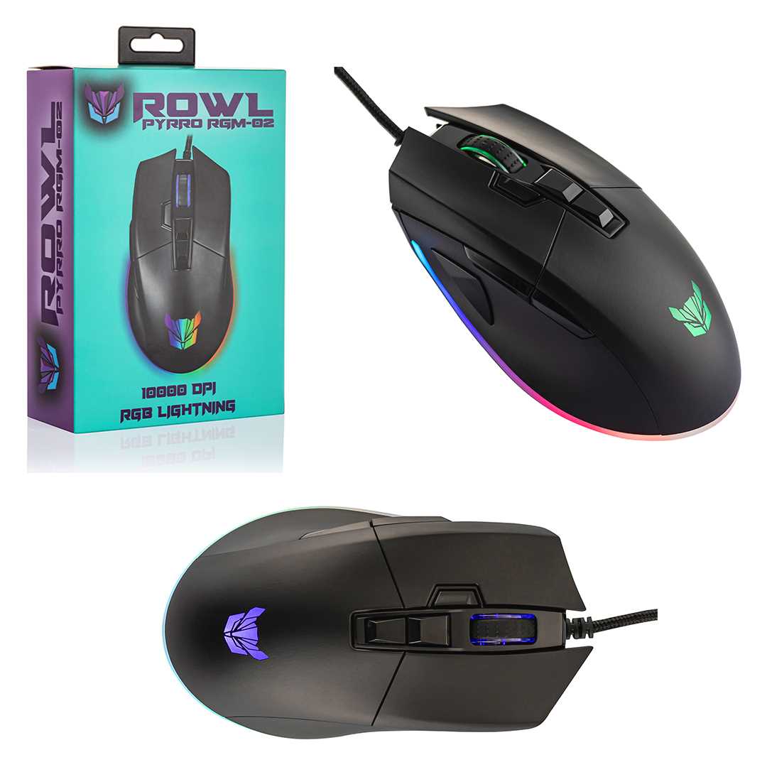ROWL MOUSE KABLOLU PYRRO RGM-02 SİYAH RGB IŞIKLI 1