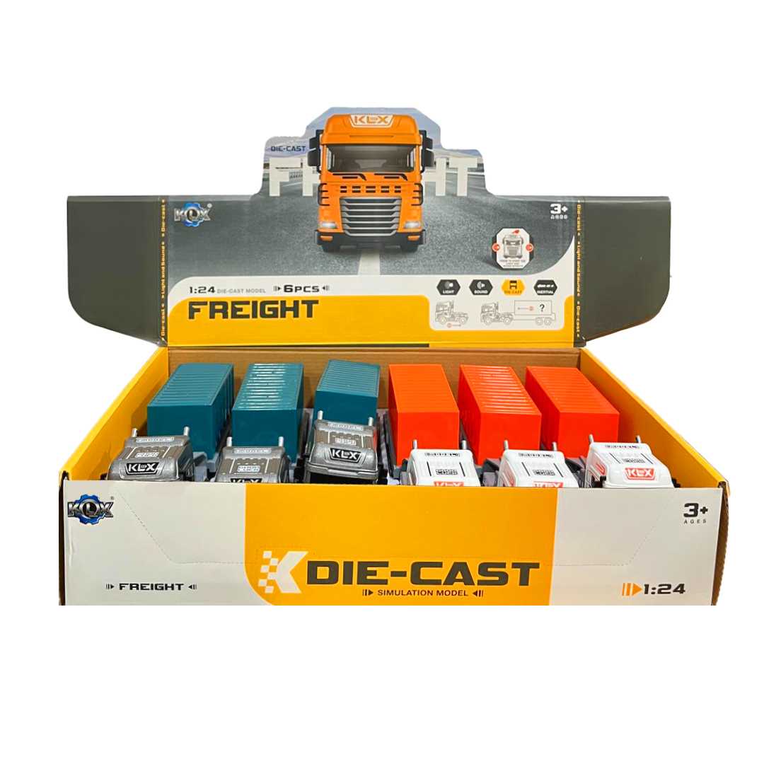 CAN ALİ TOYS SÜRTMELİ TIR KLX800-217 METAL DİE CAST SESLİ IŞIKLI 2 RENK 1:24 6 LI 3+ 1