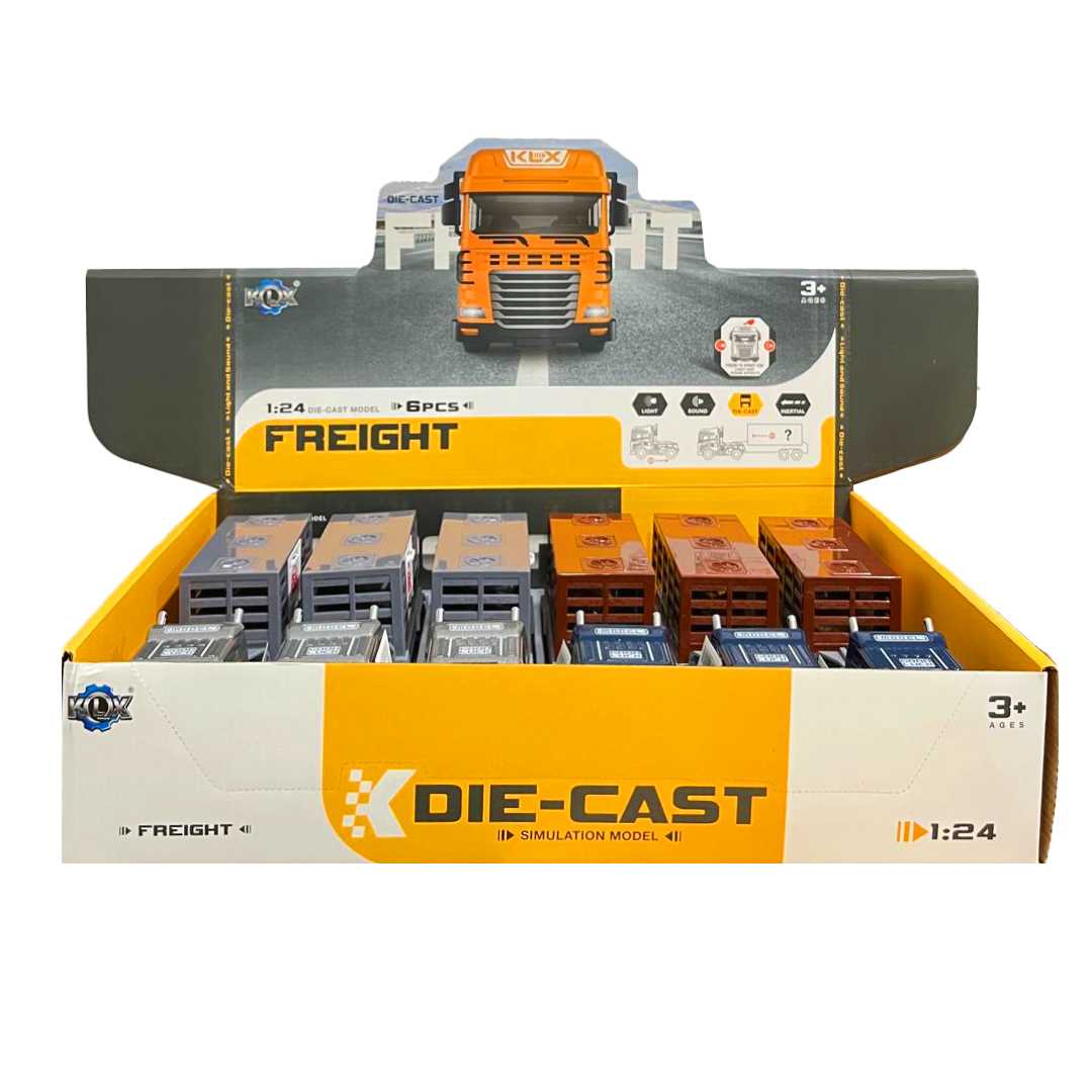 CAN ALİ TOYS SÜRTMELİ TIR KLX800-223 METAL DİE CAST SESLİ IŞIKLI 2 RENK 1:24 6 LI 3+ 1