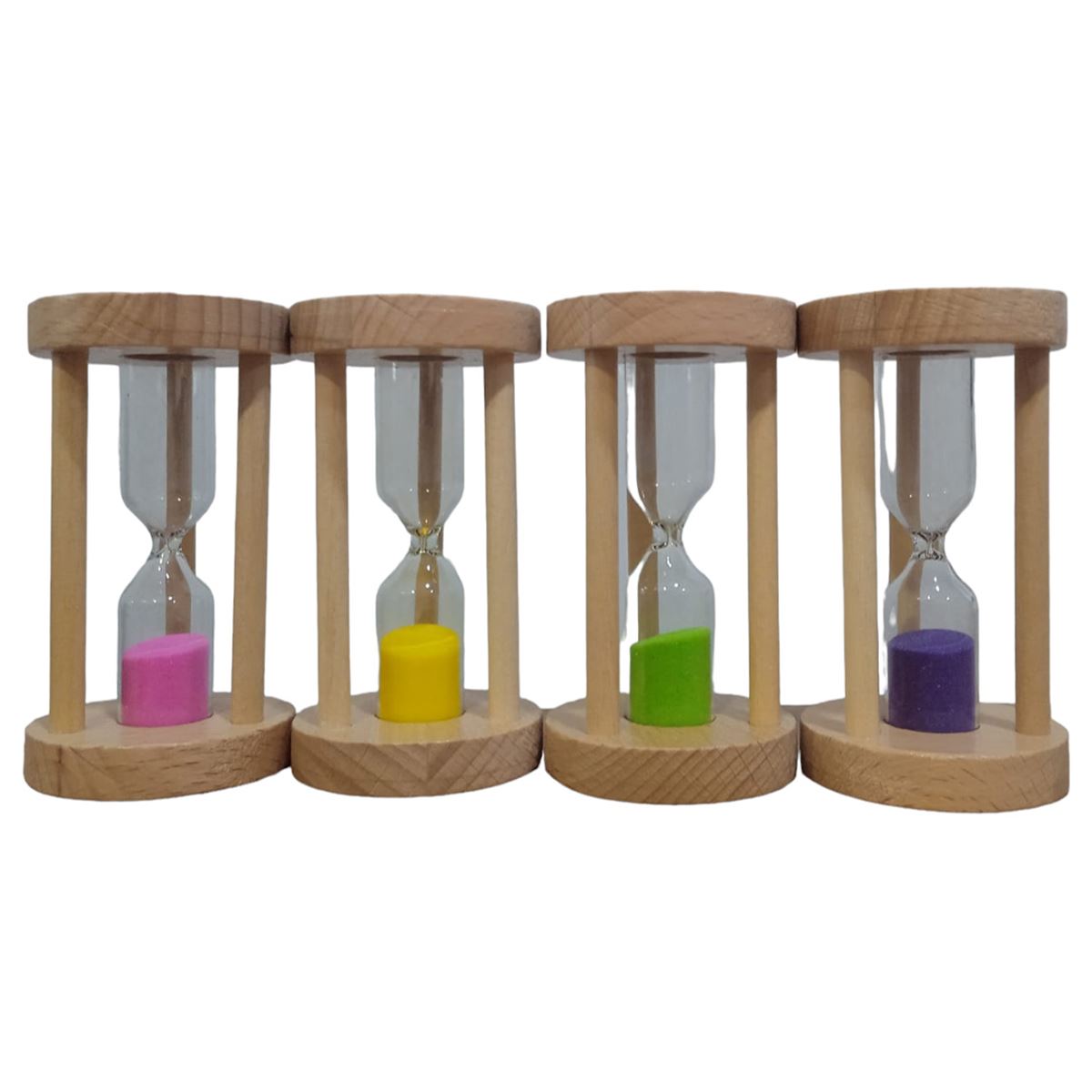 YLZ KUM SAATİ W-05 AHŞAP 5 DK MOR-PEMBE-YEŞİL-SARI 1