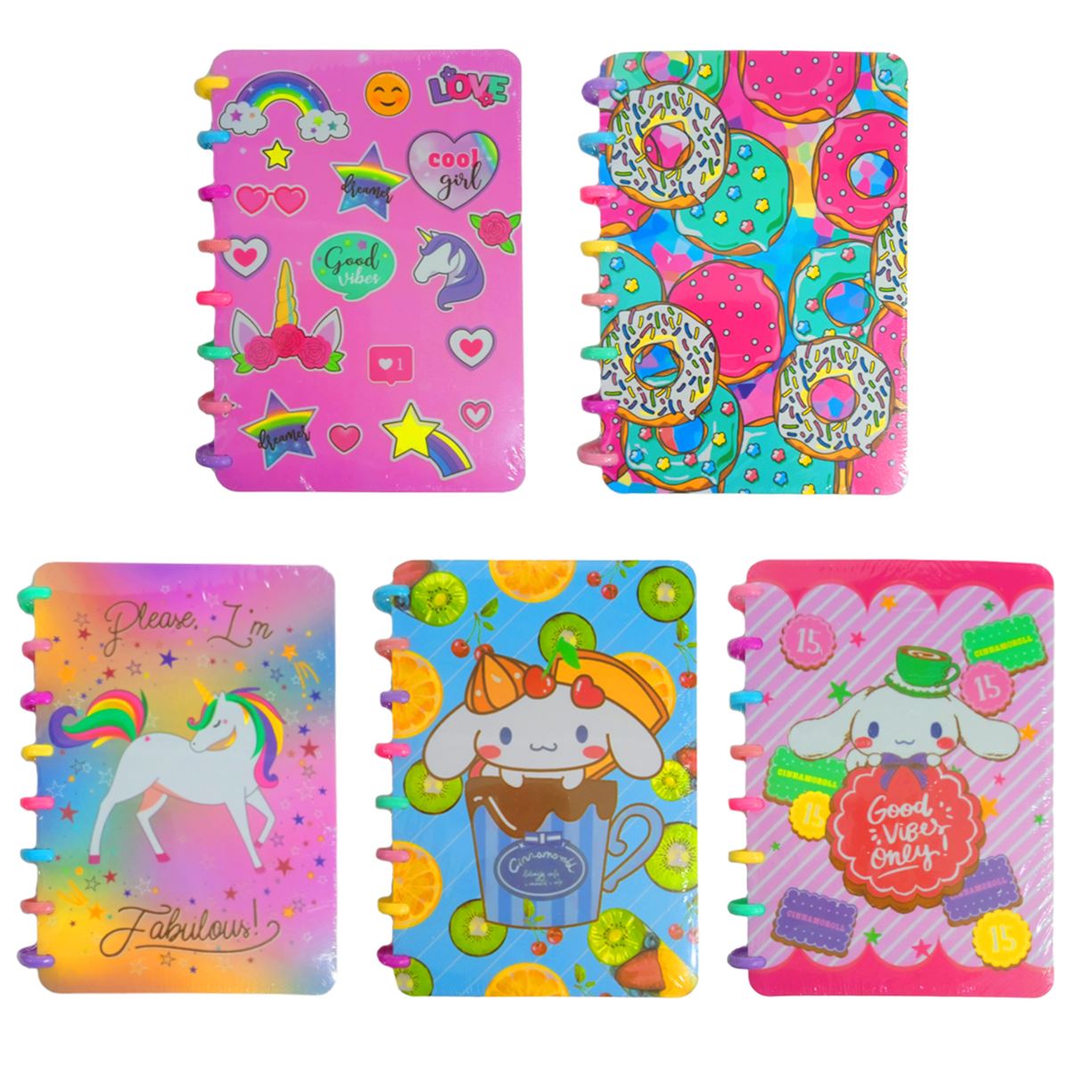 MOTTO DEFTER A5 RENKLİ SPİRAL MOT-2000-2005 KUROMİ-CİNNAMOROLL-UNİCORN-DONUT 1