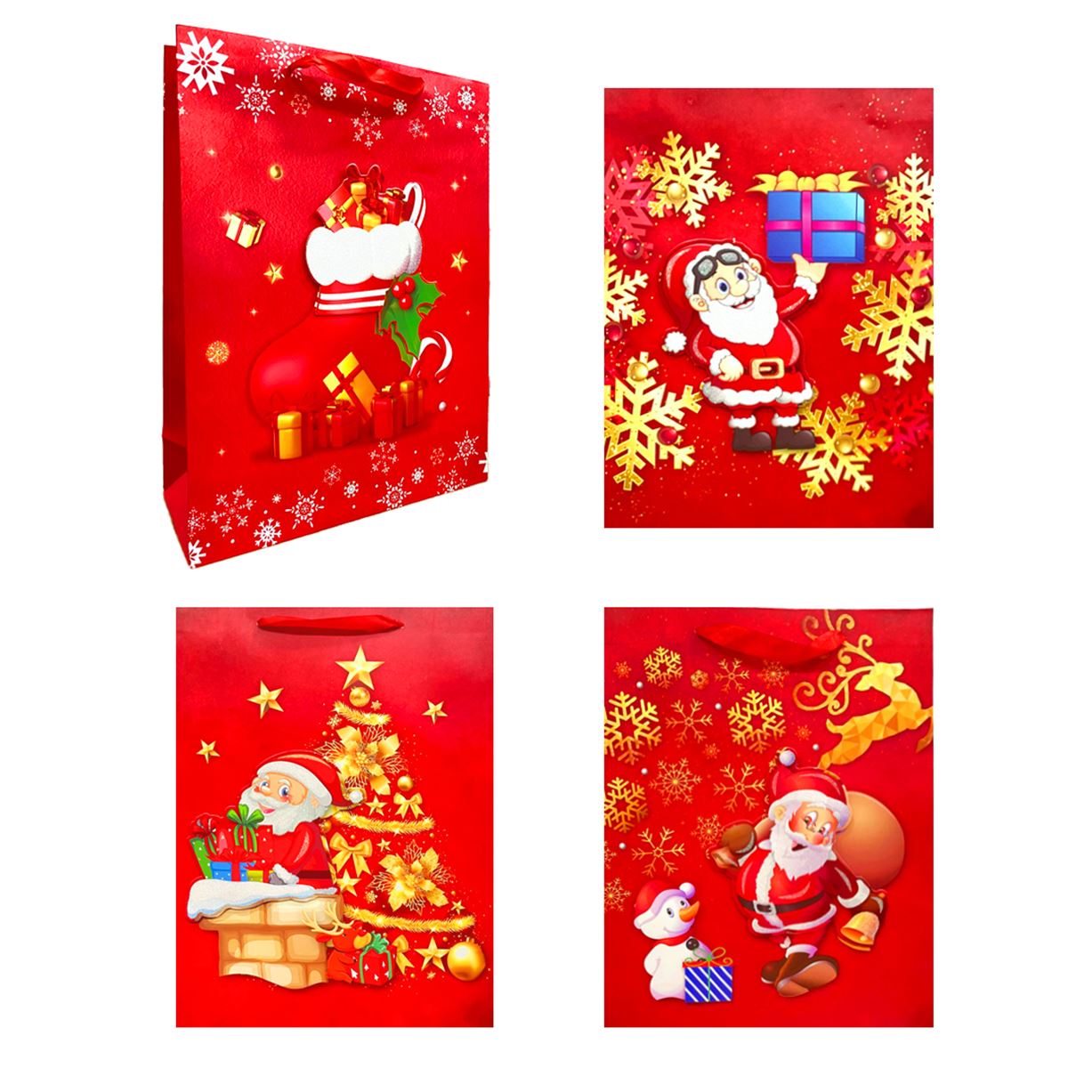 YLZ HEDİYE ÇANTASI YLZ1353 L KARTON YILBAŞI TEMALI 30X40 12 Lİ 1