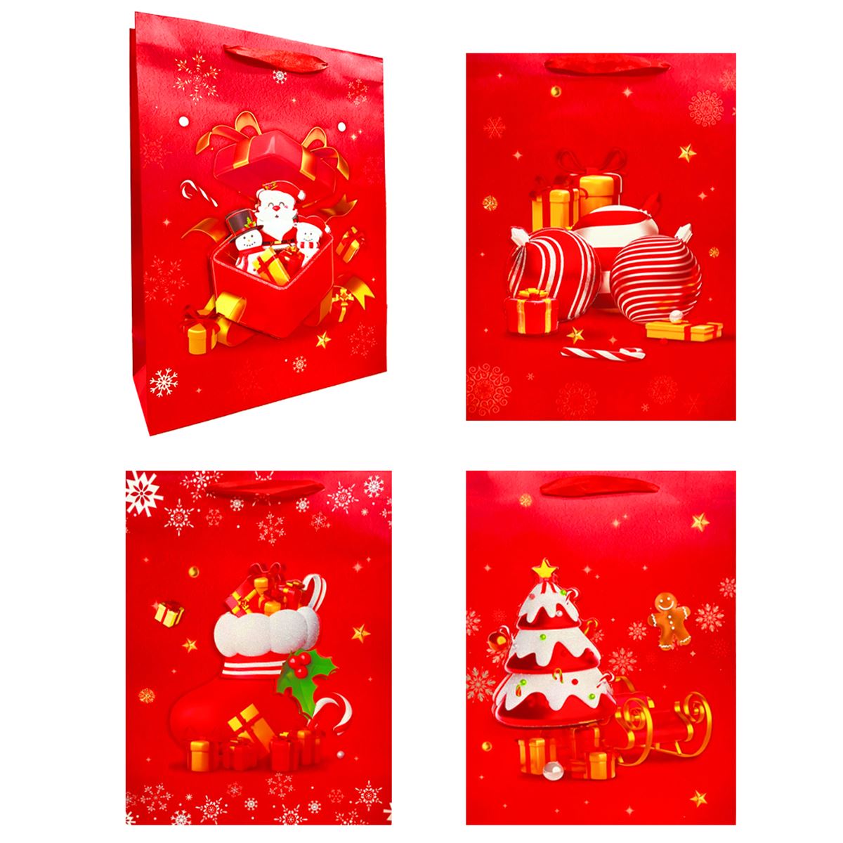 YLZ HEDİYE ÇANTASI YLZ8834 L KARTON YILBAŞI TEMALI 30X40 12 Lİ 1