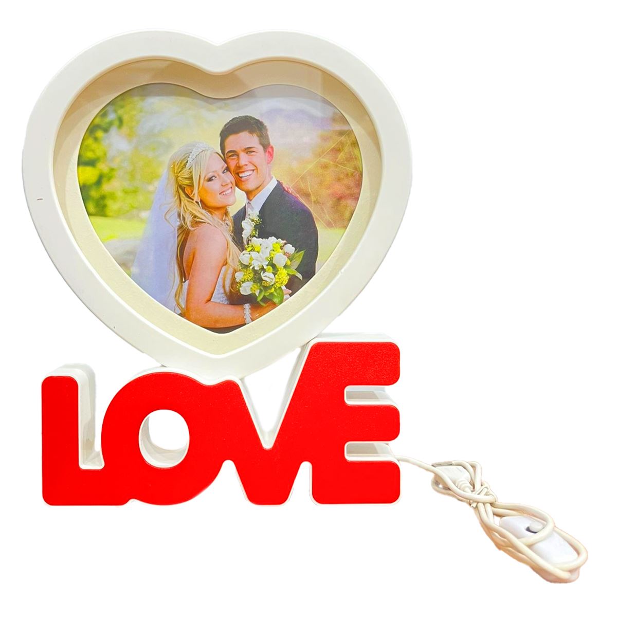 YLZ ÇERÇEVE 7734-2 PLASTİK KALPLİ LOVE IŞIKLI USB KABLOLU 1