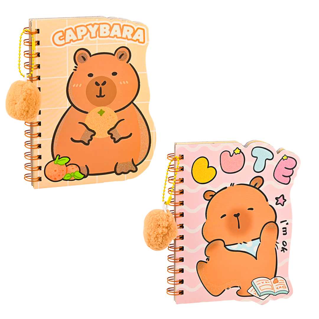 MİSYON NOT DEFTERİ MSY-5656 CAPYBARA SPİRALLİ KARAKTER KESİM PONPONLU 1