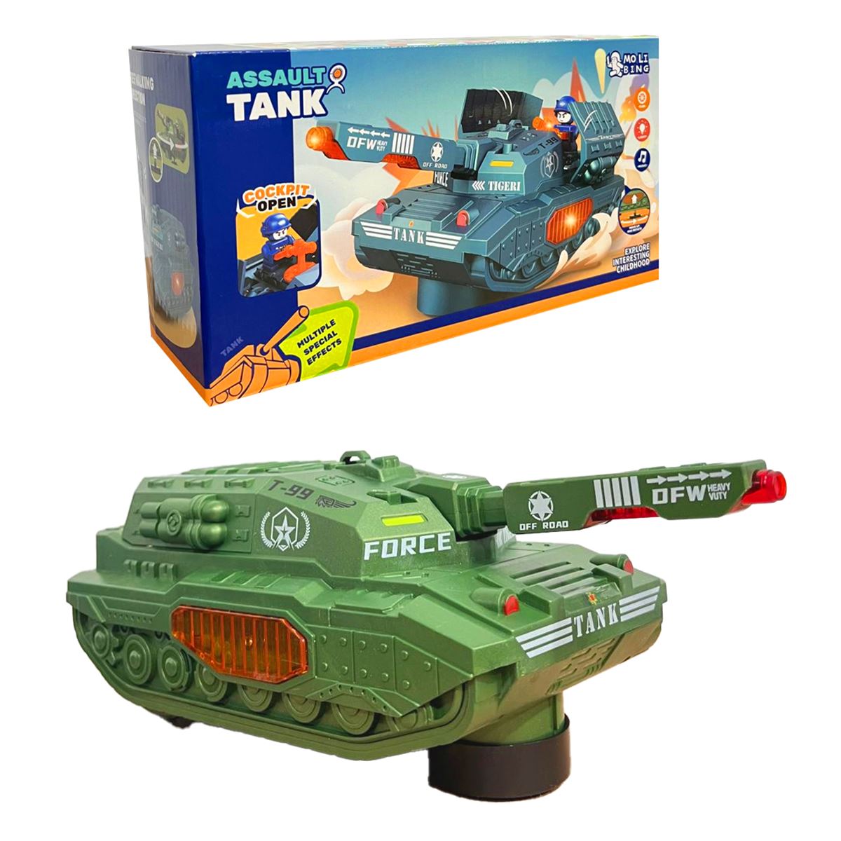 AKZ SALDIRI TANKI 0811-5 MÜZİKLİ IŞIKLI 3+ PLASTİK OYUNCAK 1