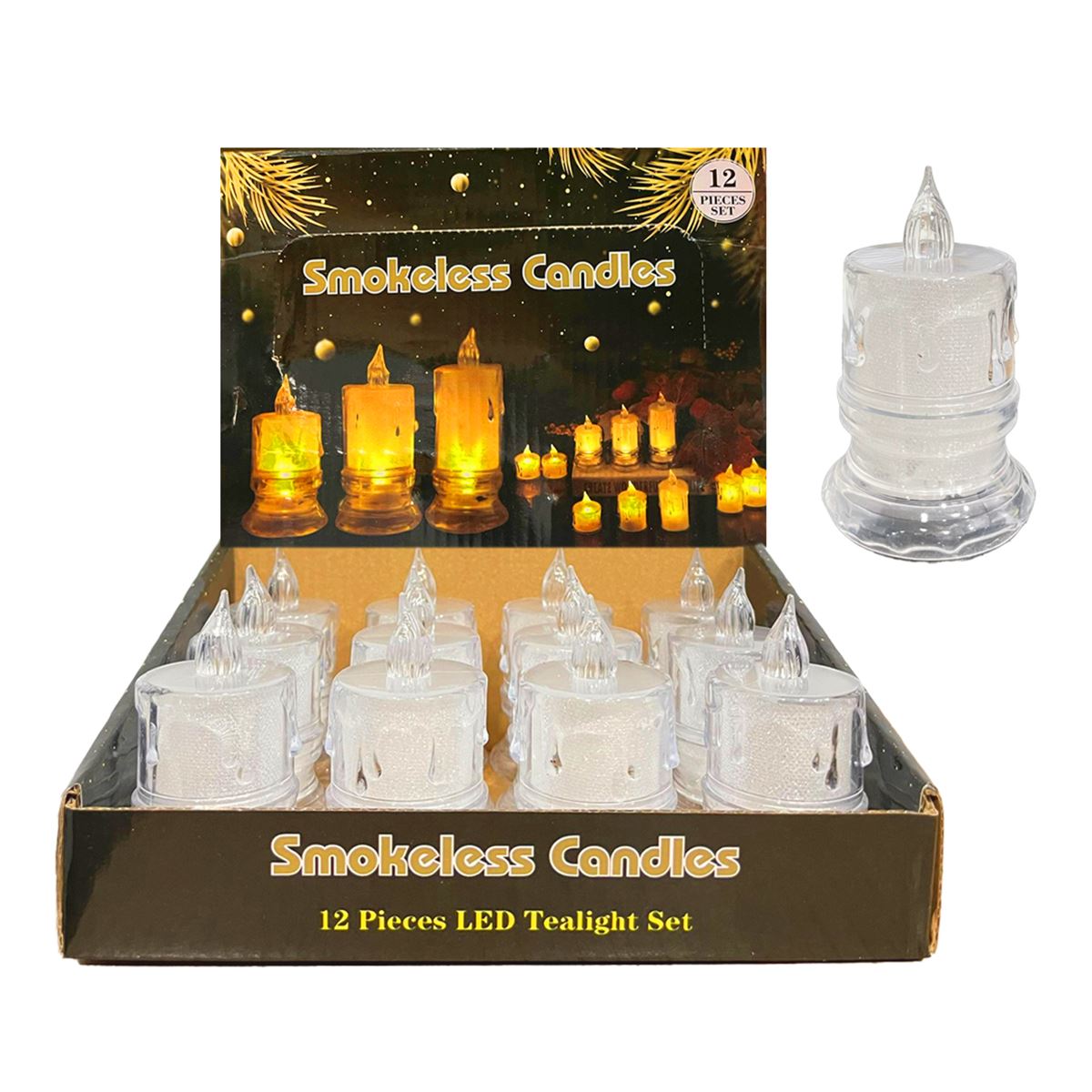 SMOKELESS CANDLES PİLLİ IŞIKLI MUM FY-807-3 PLASTİK MİNİ 12 Lİ 1