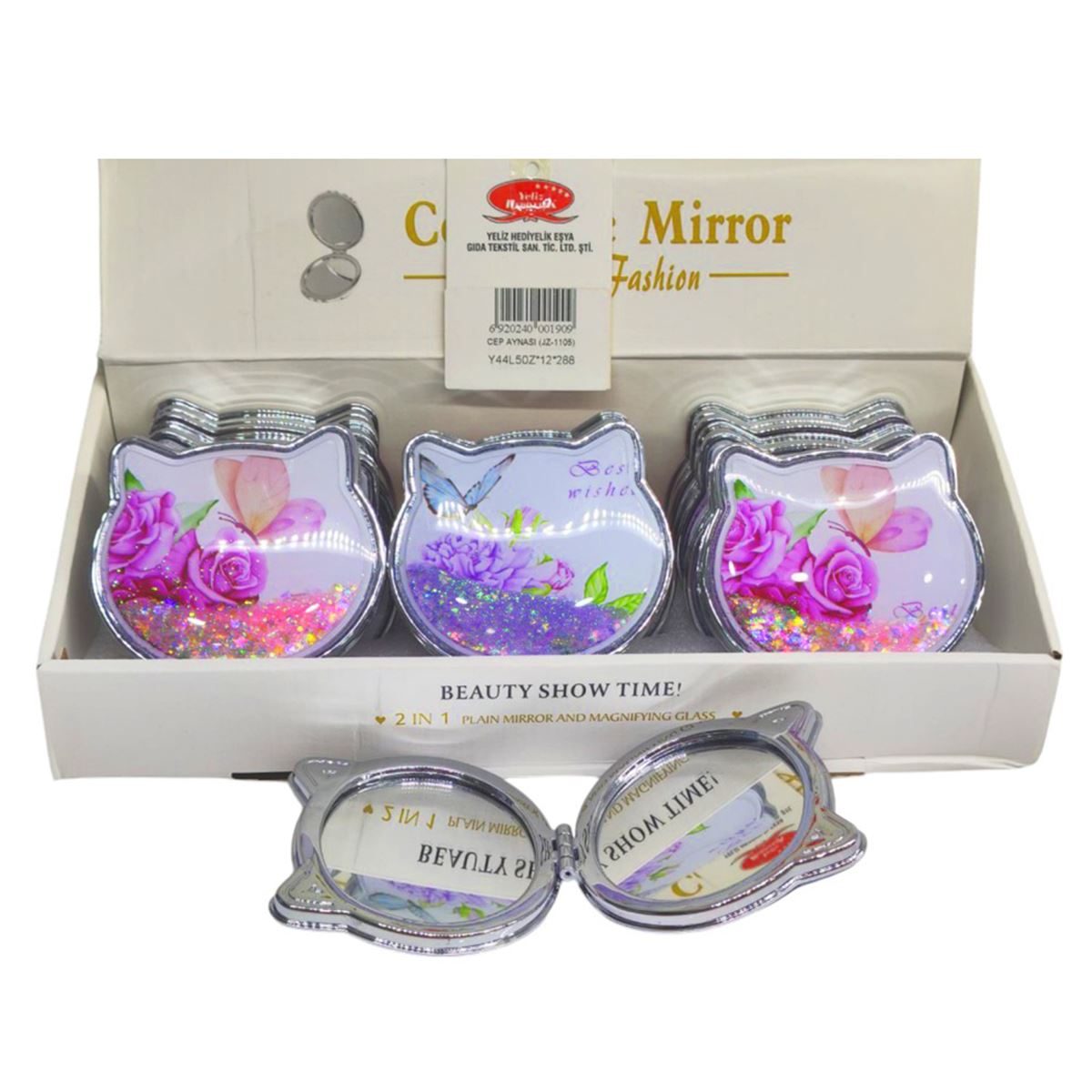 YLZ CEP AYNASI JZ-1105 KEDİCİK SULU PAYET KAPAK 12 Lİ 1