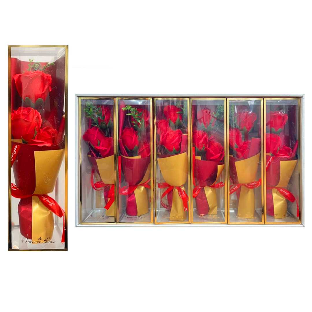 YLZ YAPMA ÇİÇEK XC-50 KIRMIZI GÜL BUKETİ 3 GÜL 6 LI 1