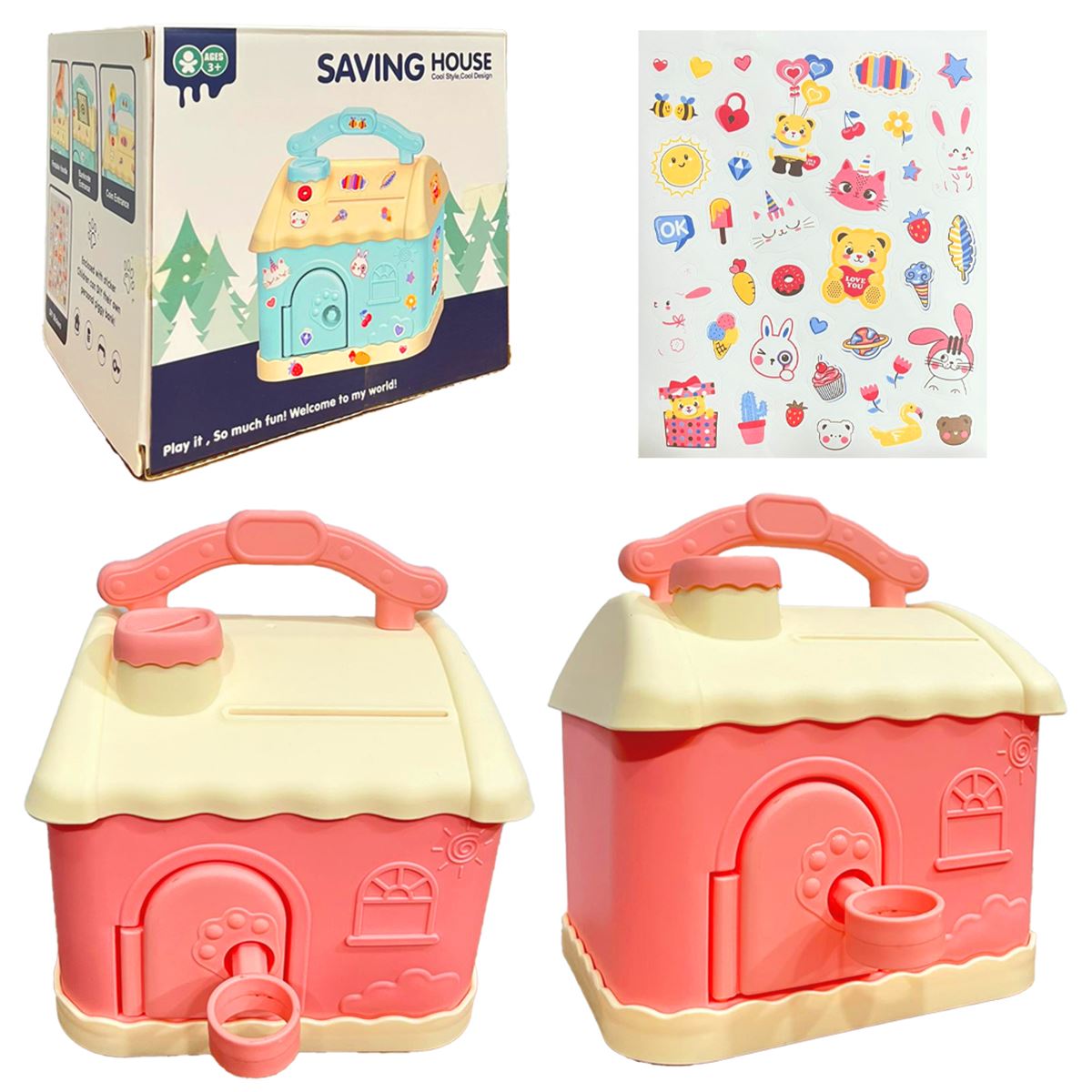 SAVİNG HOUSE KUMBARA 631 PLASTİK EV STİCKERLI 3+ 1