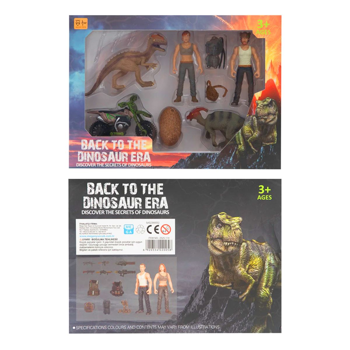 MEGA DİNOZOR SET 2525-114 KADIN ERKEK FİGÜRLÜ MOTOSİKLETLİ 3+ 1