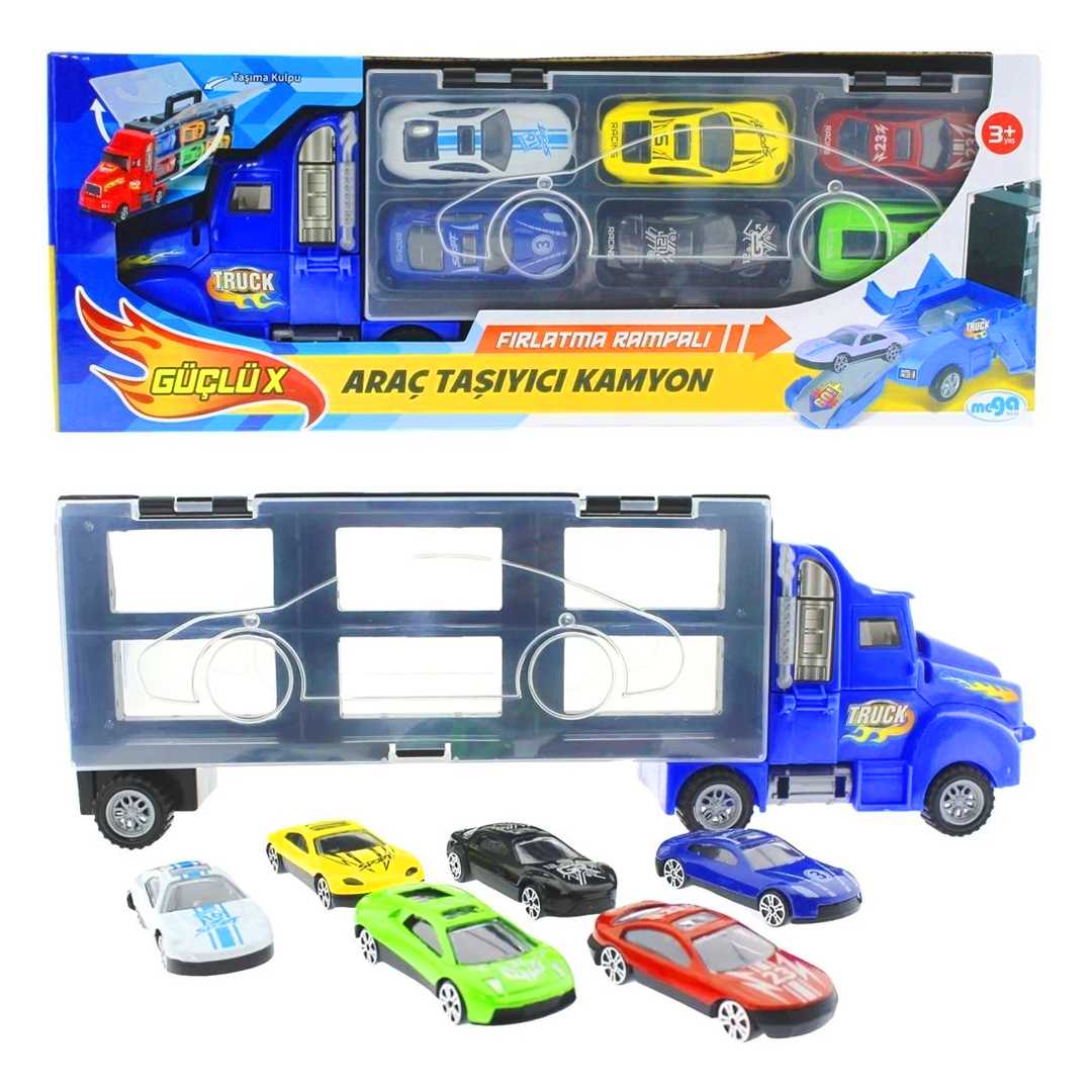 MEGA ARAÇ TAŞIYICI KAMYON LH511 FIRLATMA RAMPALI TAŞINABİLİR DİE CAST 6 ARAÇ 3+ 1