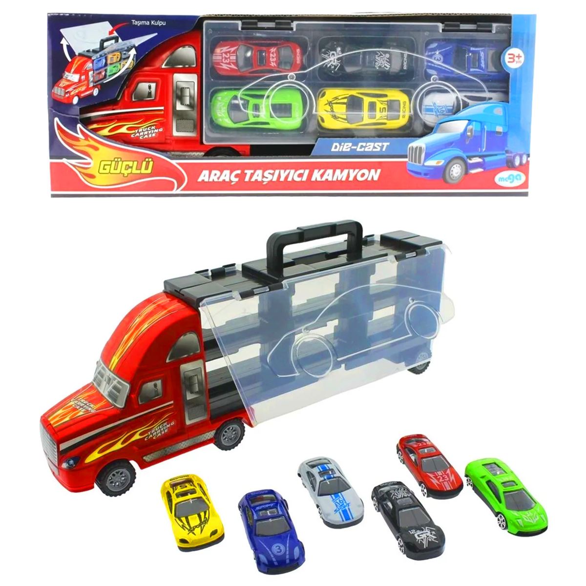 MEGA ARAÇ TAŞIYICI KAMYON LH500 TAŞINABİLİR DİE CAST 6 ARAÇ 3+ 1