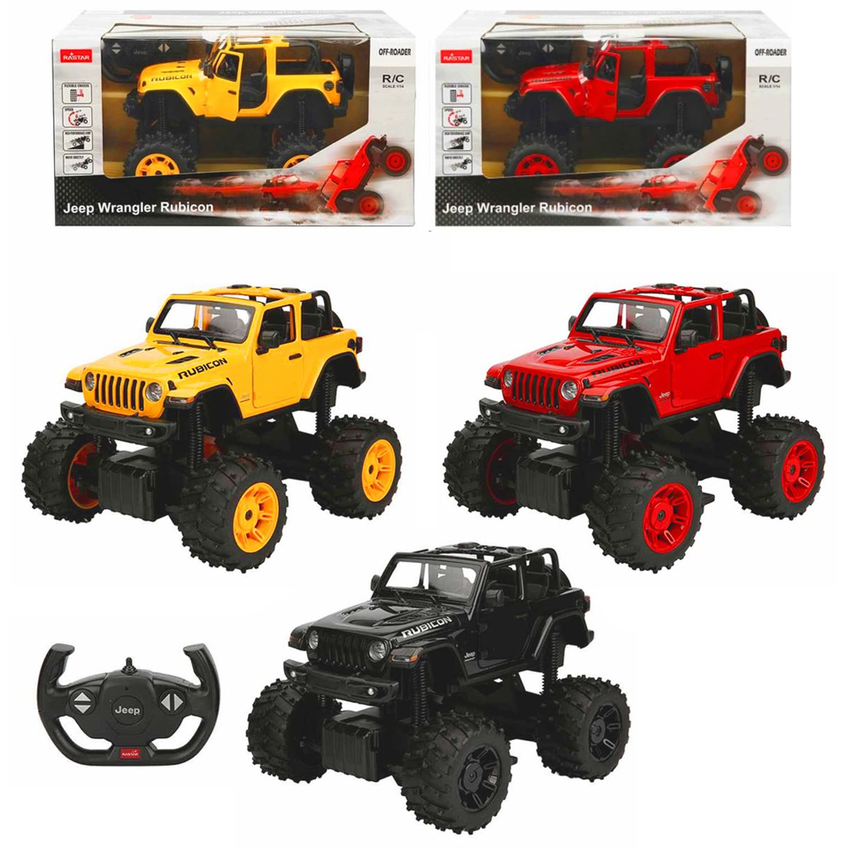 SUNMAN RASTAR KUMANDALI JEEP 79410 WRANGLER RUBİCON OFF ROADER AÇILIR KAPI F/F 2.4GHZ 1:14 6+ 1