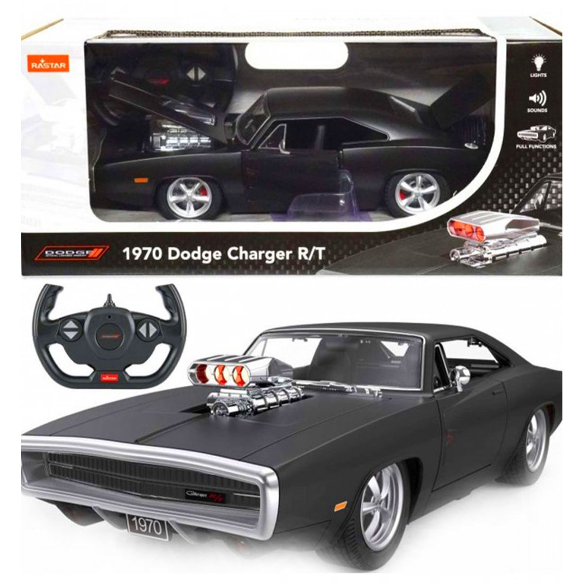 SUNMAN RASTAR KUMANDALI ARABA 99010 DODGE CHARGER 1970 F/F R/C 1:16 2.4GHZ SESLİ IŞIKLI 6+ 1