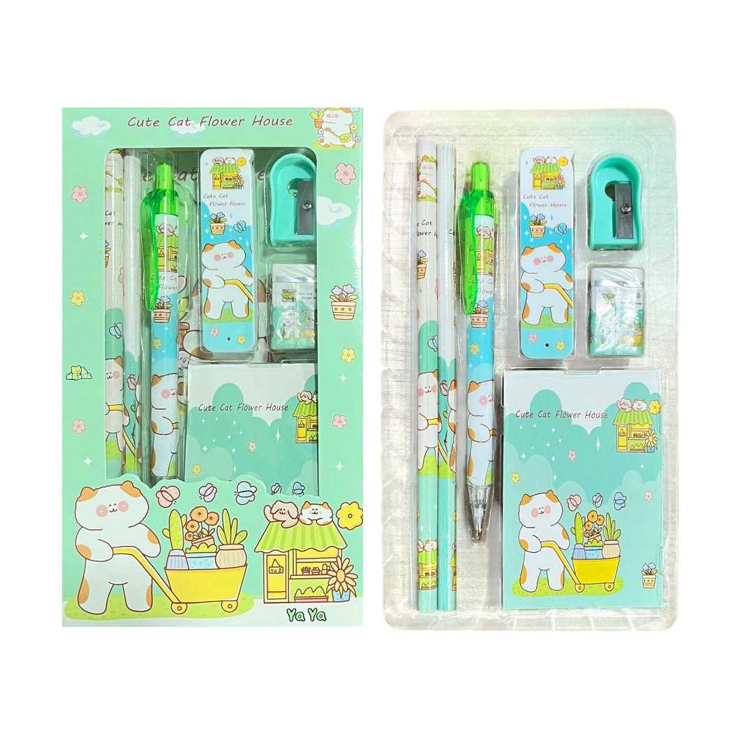 KIRTASİYE SETİ 8008 DİNOSAURS - SUMMER - UNDERSEA WORLD - CUTE CAT 7 PCS 1