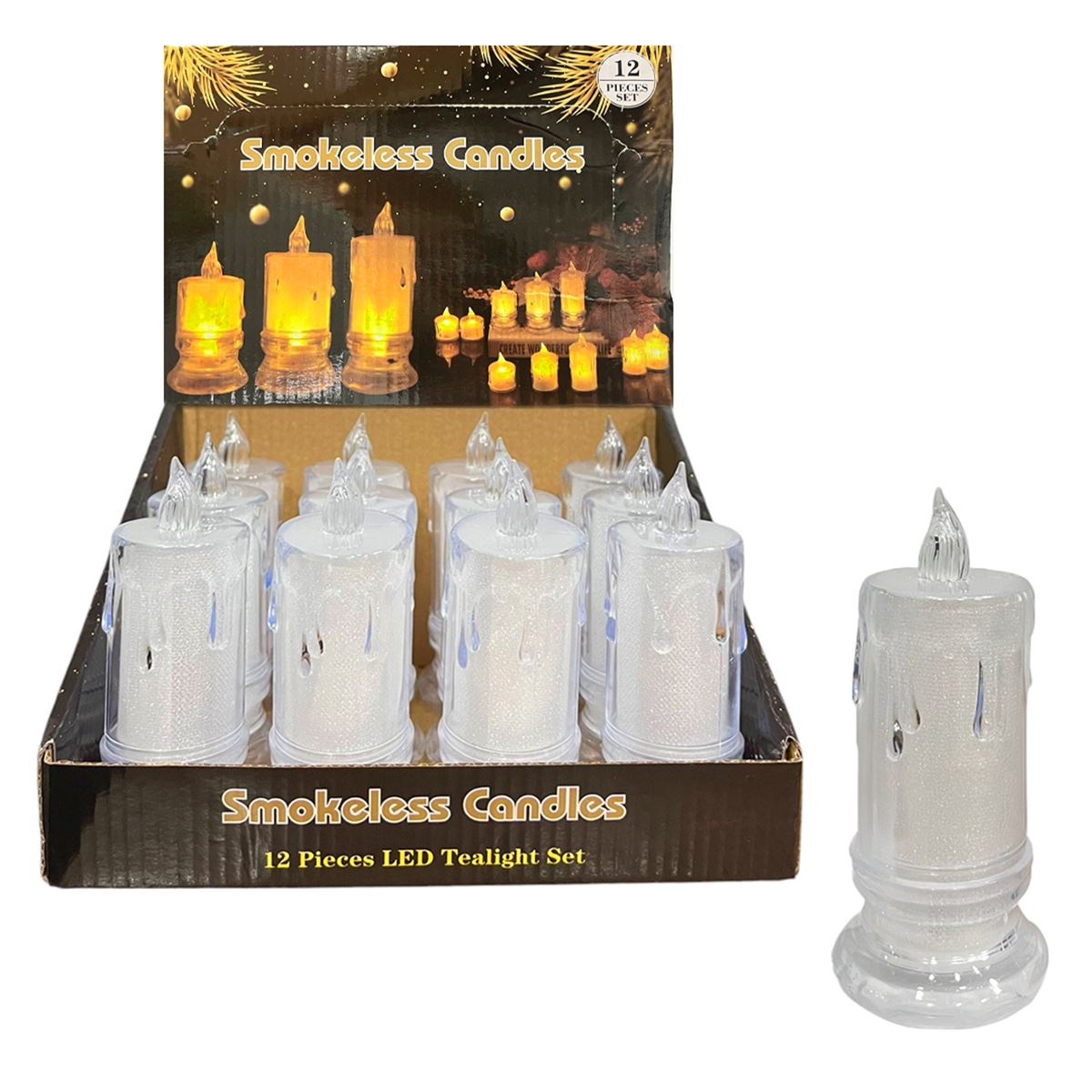 SMOKELESS CANDLES PİLLİ IŞIKLI MUM 20-24M05 PLASTİK 12 Lİ 1
