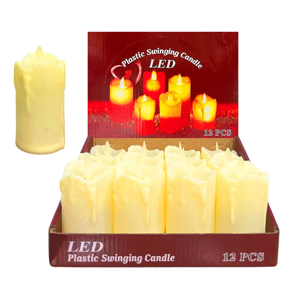 LED PİLLİ IŞIKLI MUM 20-24M07 PLASTİK ORTA 12 Lİ 1