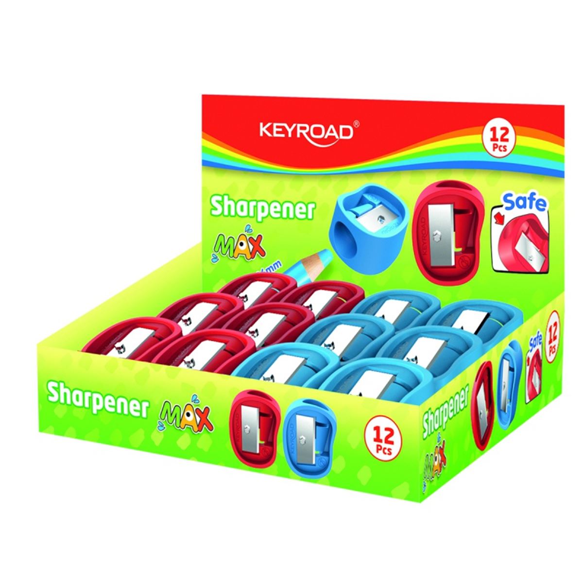 KEYROAD KALEMTIRAŞ KR972368 PLASTİK MAX JUMBO TEK BÖLMELİ 12 Lİ 1