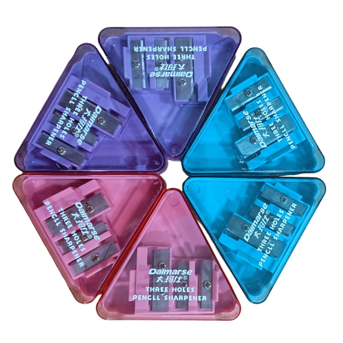 DAİMARSE KALEMTIRAŞ DMS-167 PLASTİK ÜÇGEN PASTEL ÜÇ BÖLMELİ 24 LÜ 1