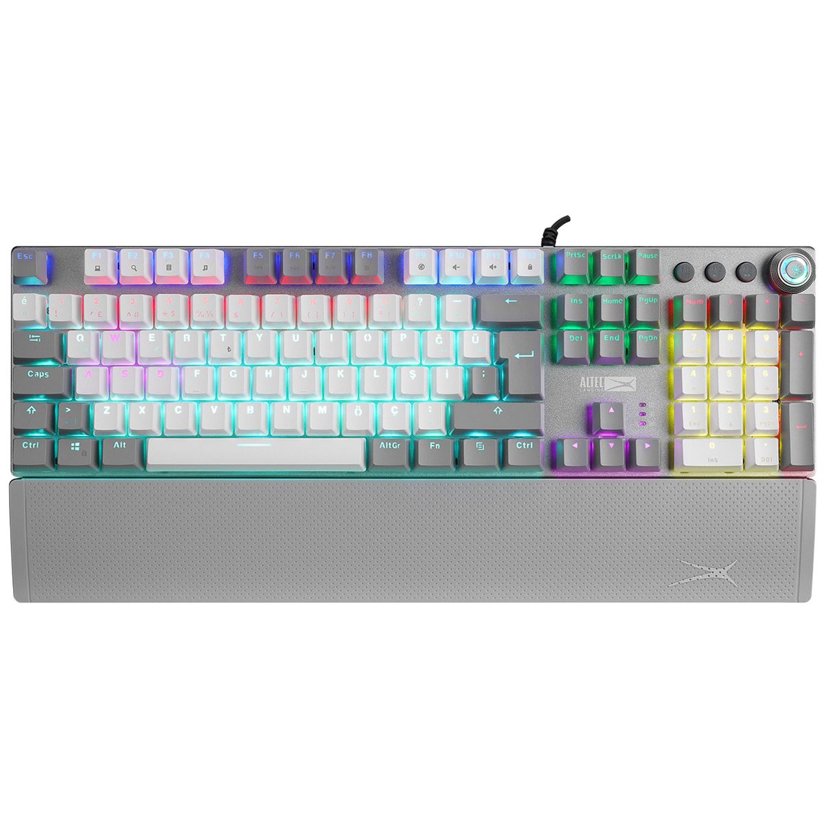 ALTEC KLAVYE Q ALGK8614 GRİ/BEYAZ BLUE SWİTCH USB KABLOLU GÖKKUŞAĞI AYDINLATMALI MEKANİK 1