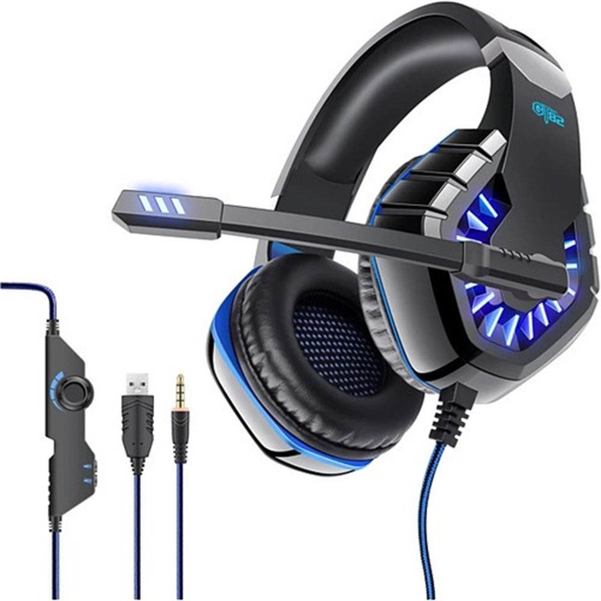 POLYGOLD KULAKLIK GT82 OVLENG KABLOLU  MAVİ OYUNCU MİKROFONLU 1