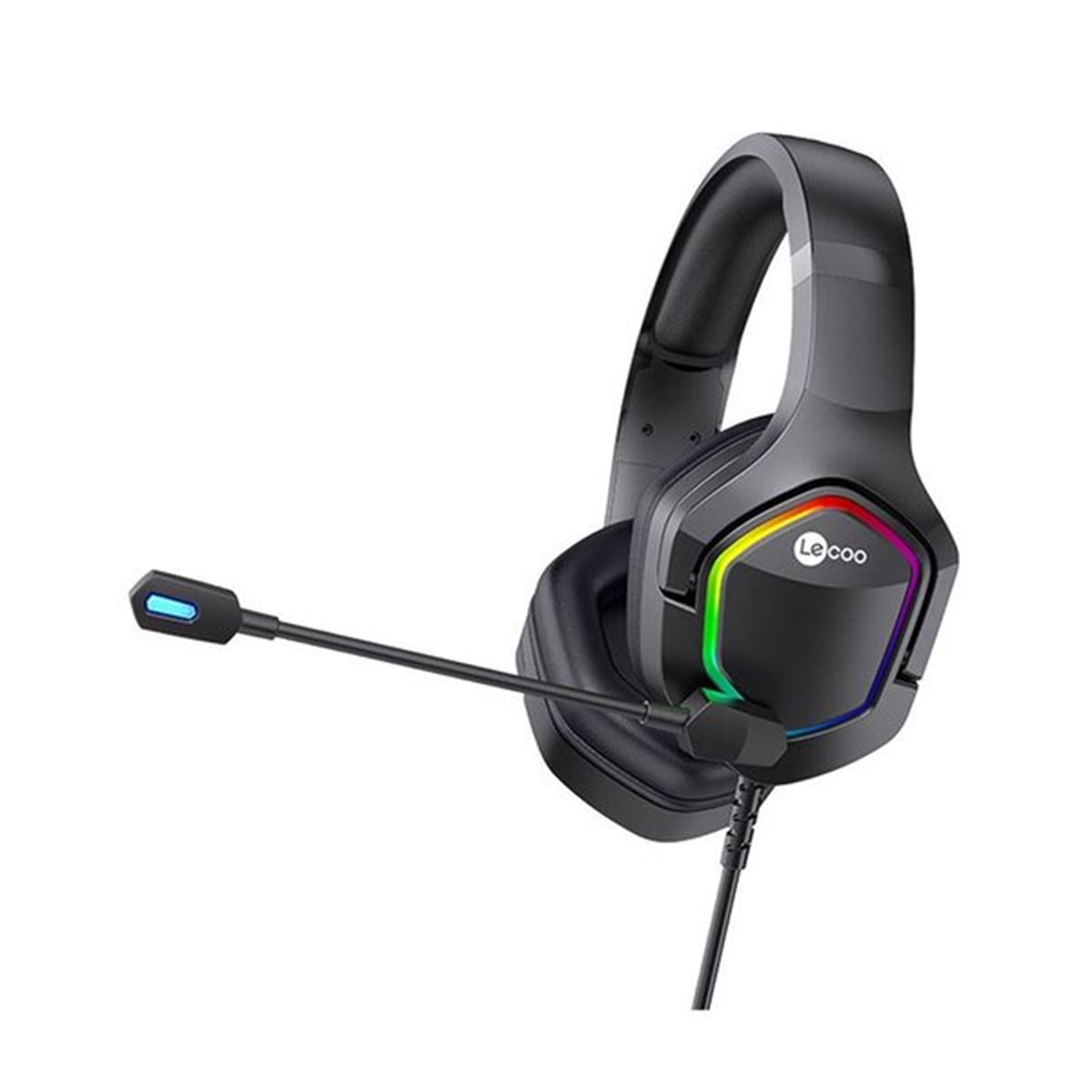LENOVO KULAKLIK LECOO HT403 RGB LED AYDINLATMALI SİYAH KABLOLU OYUNCU MİKROFONLU 1
