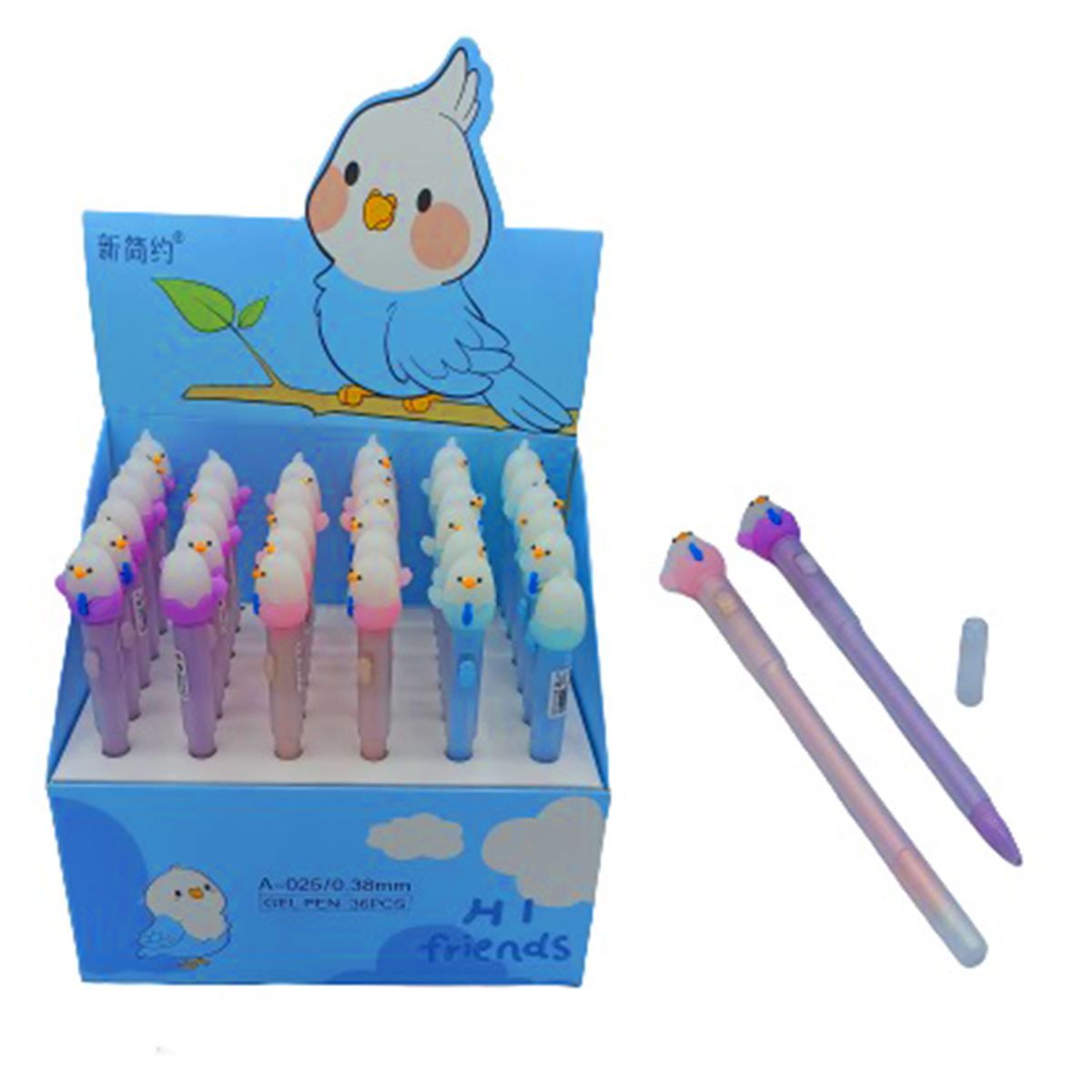 MAXX JEL KALEM A-025 SEVİMLİ KUŞ IŞIKLI 36 LI 1