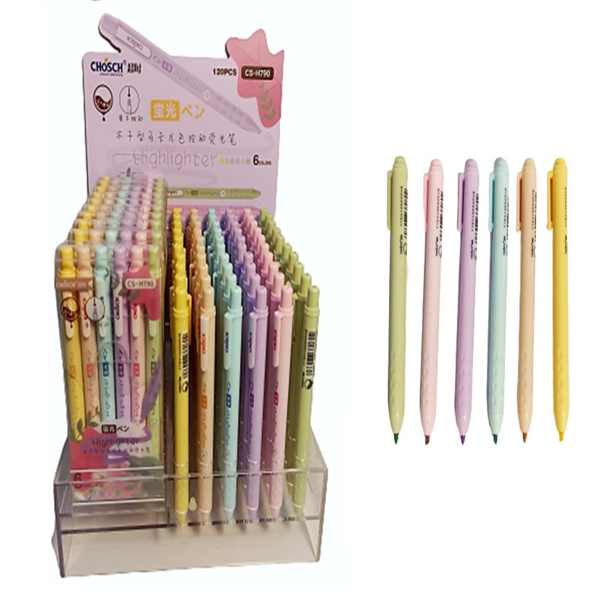 CHOSCH FOSFORLU KALEM 6 RENK 120 Lİ CS-H790 BASMALI 1