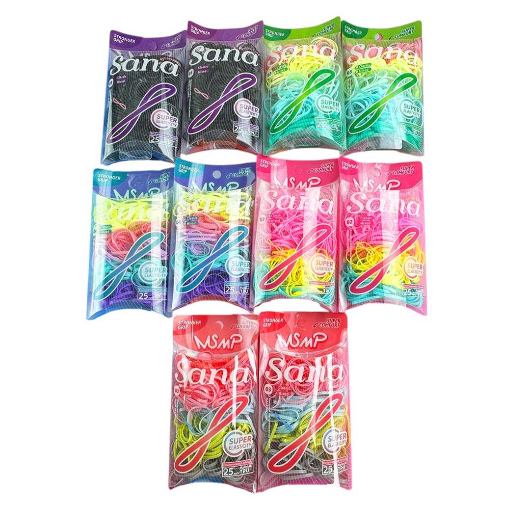 SANA LASTİK SAÇ TOKASI 1592 SÜPER ELASTİK 25 MM KARIŞIK 10 PK 1