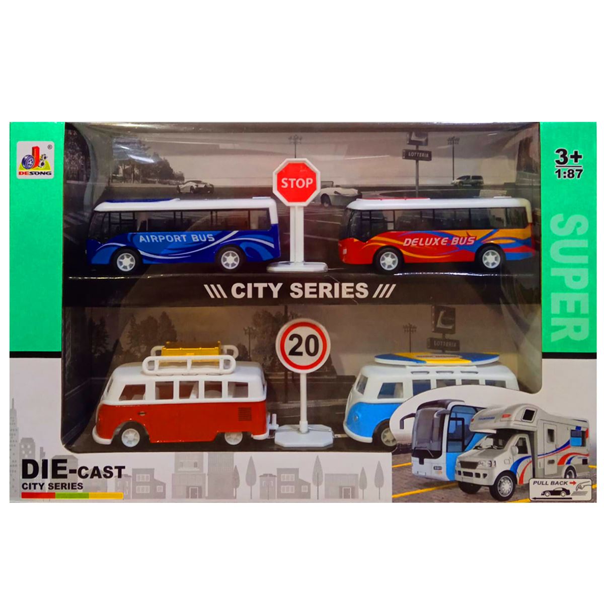 SÜPER CİTY SERİES DS060 METAL KARAVANLI ARABA 1:87 3+ 1