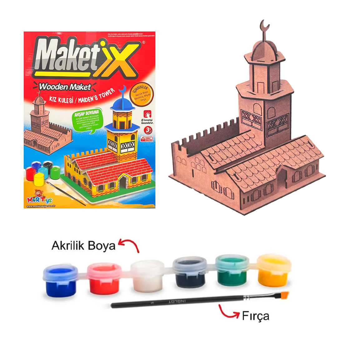 MORTOYS MAKETİX KIZ KULESİ 9787 AHŞAP BOYAMA 1