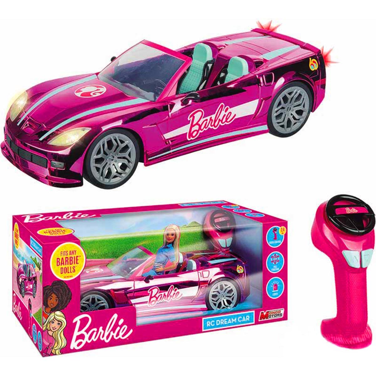 SUNMAN MONDO KUMANDALI BARBİE NİN RÜYA ARABASI 1063619 R/C F/F 2.4GHZ IŞIKLI 43 CM 3+ 1