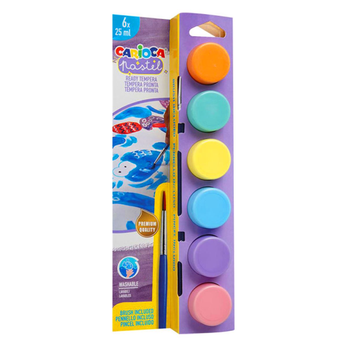 CARİOCA TEMPERA SULUBOYA 25 ML PASTEL 6 RENK FIRÇALI 40485 1
