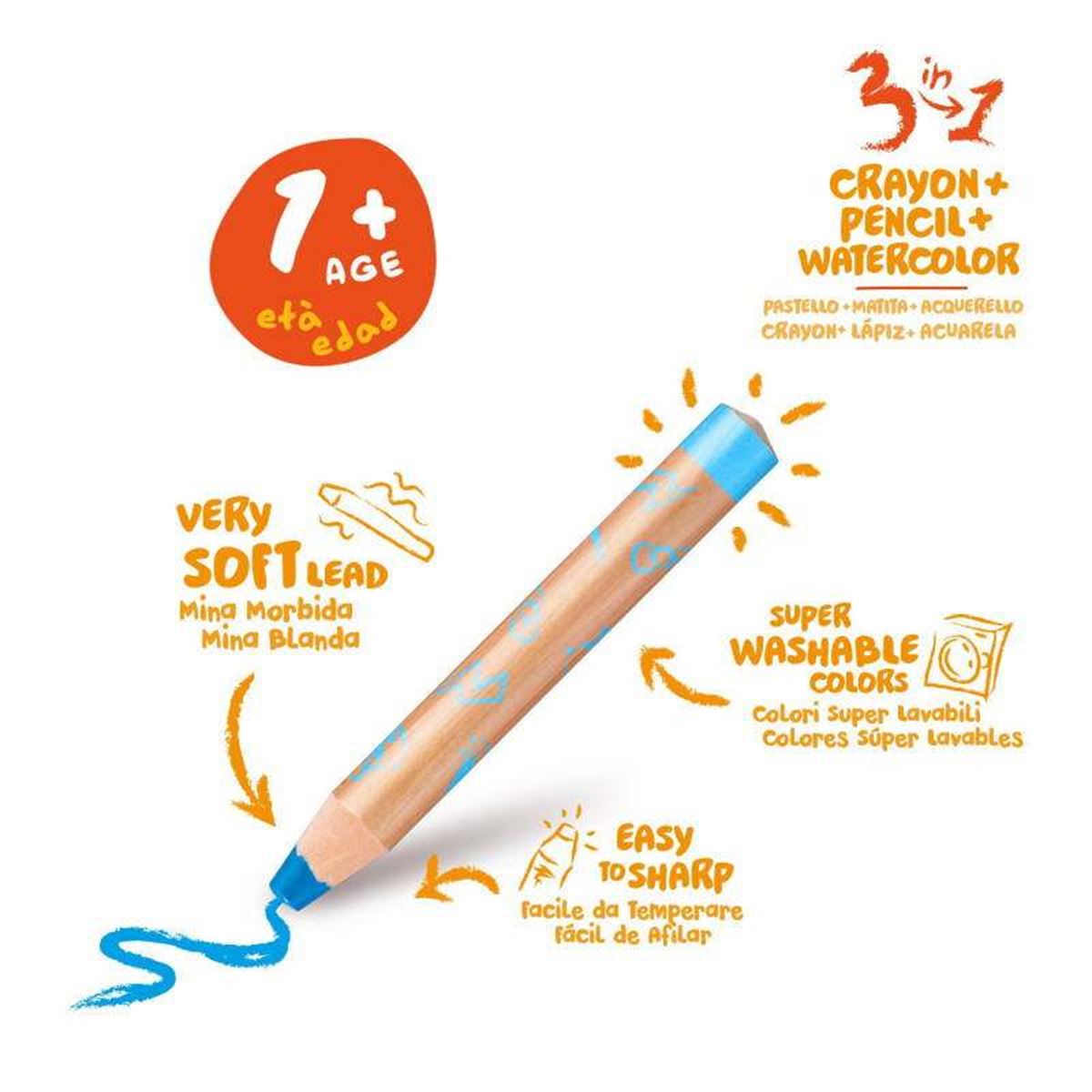 CARİOCA KURUBOYA BABY JUMBO 10 RENK + KALEMTIRAŞLI 42818 1