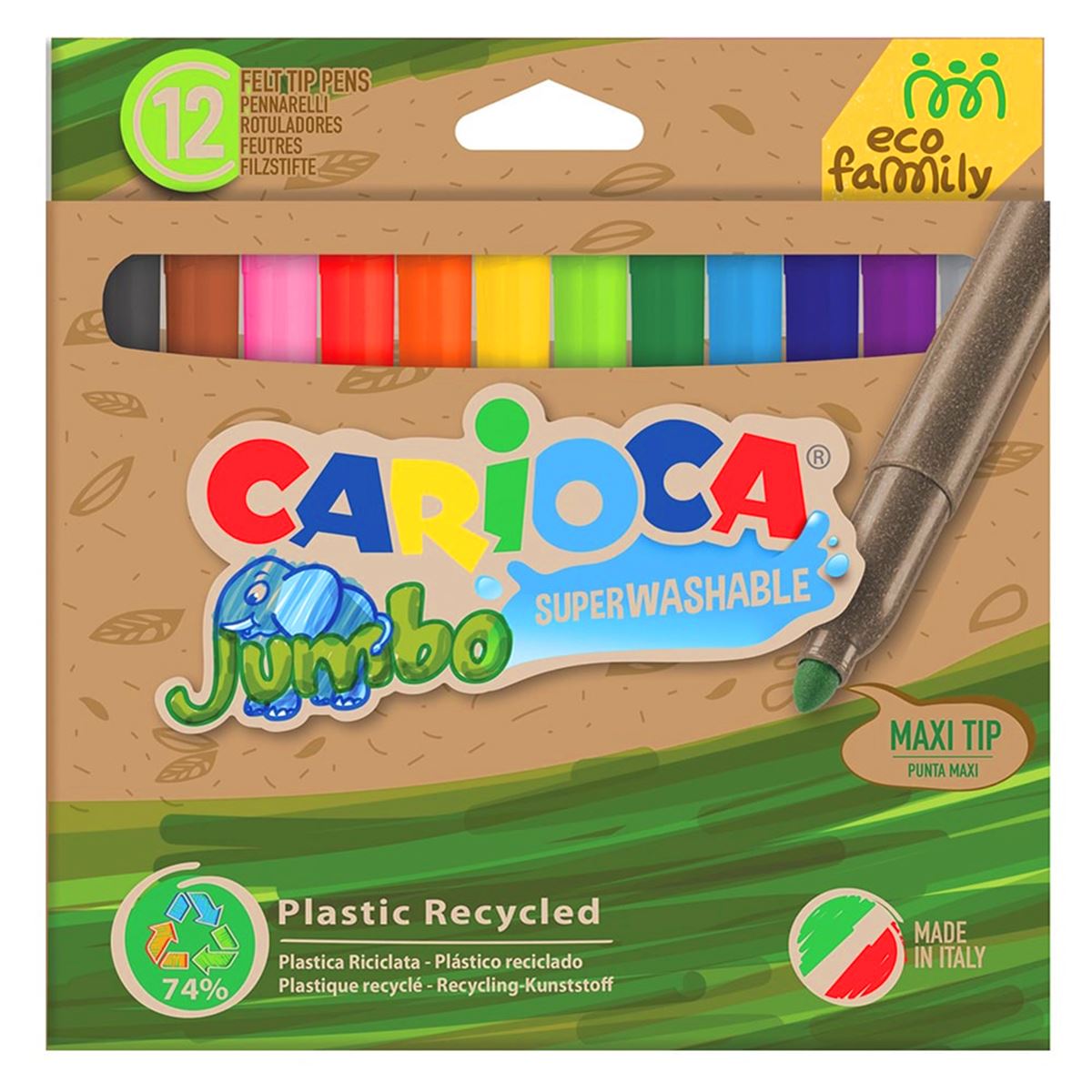 CARİOCA ECO FAMİLY KEÇELİ KALEM JUMBO 12 RENK 43101 YIKANABİLİR 1