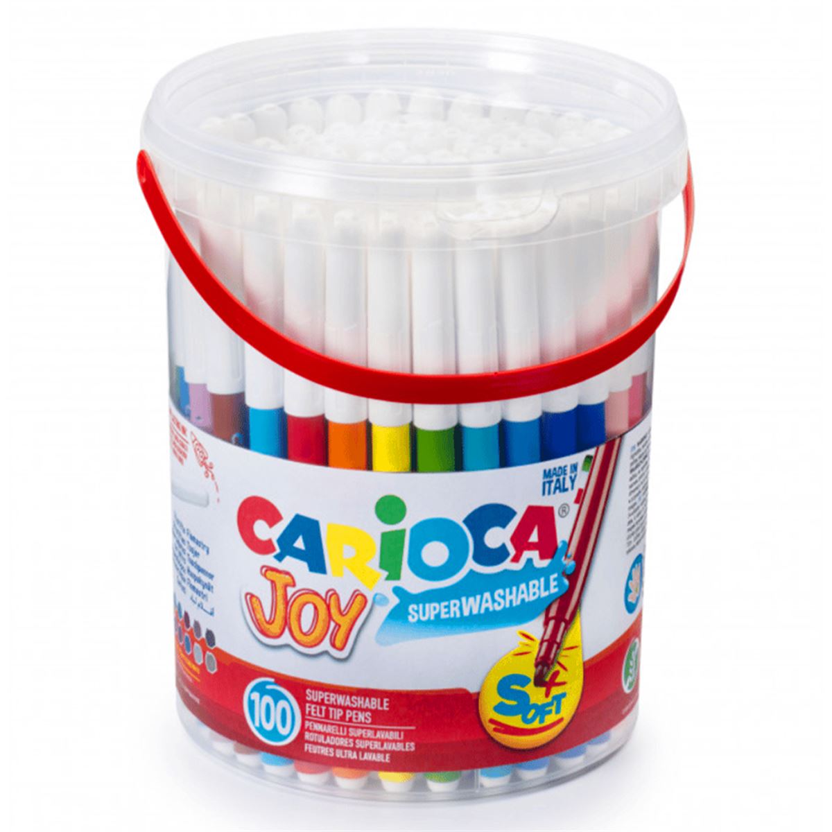 CARİOCA JOY KEÇELİ KALEM 100 LÜ PLASTİK KOVA YIKANABİLİR 43176 1