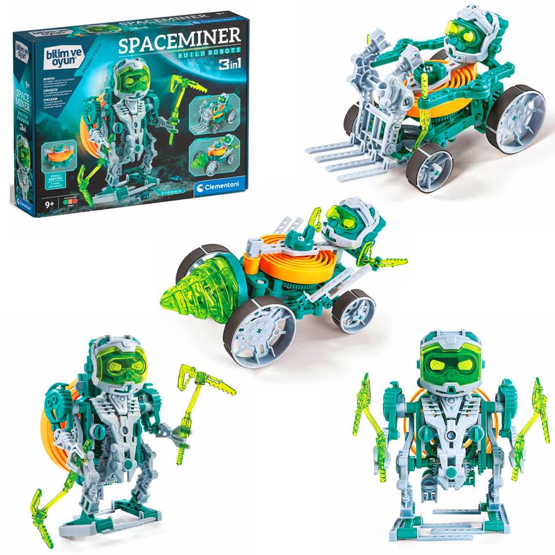 CLEMENTONİ BİLİM VE OYUN 64089 SPACEMİNER BUİLD ROBOTS YENİ UZAY MADENCİSİ 3İN1 9+ 1