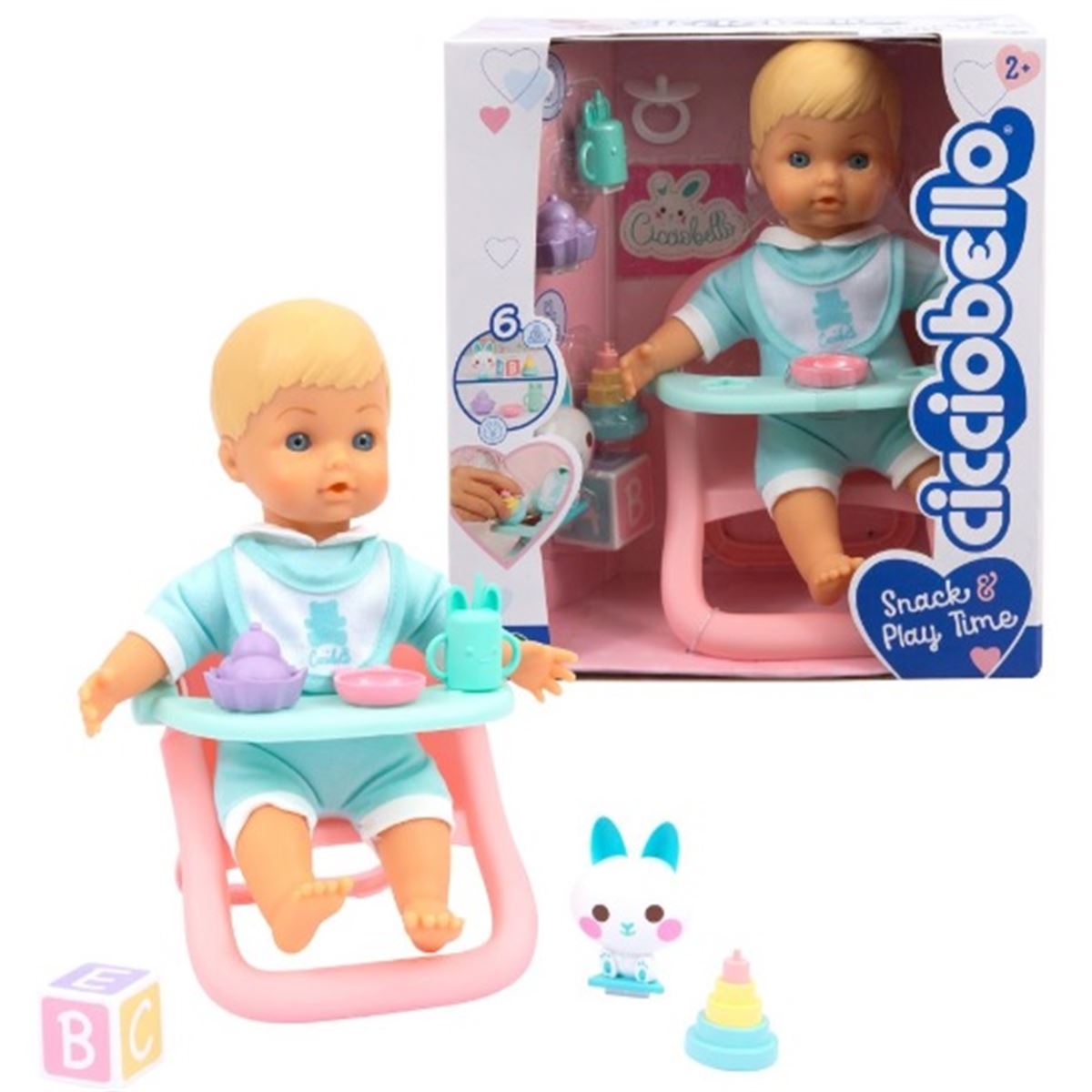 CİCCİOBELLO CCBA8000 YUMUŞ BEBEK VE YEMEK SANDALYESİ OYUN SETİ 24 CM 2+ 1