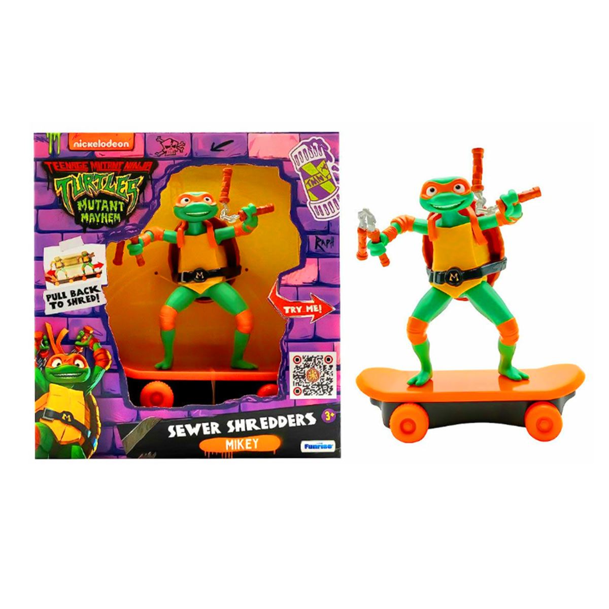 NİNJA TURTLES TU814001-71055 DONNİE ÇEK BIRAK KAYKAY FİGÜR 3+ 1