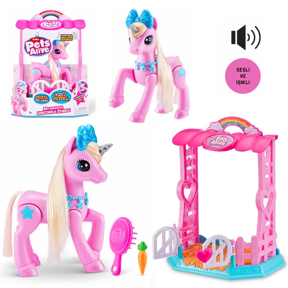 ZURU PETS ALİVE PEL02000-9545 SİHİRLİ UNİCORN SESLİ IŞIKLI 3+ 1