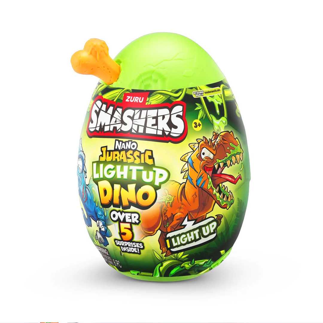 ZURU SMASHERS MHR09000 NANO JURASSİC LİGHT UP DİNO SÜRPRİZ PAKET 3+ 1