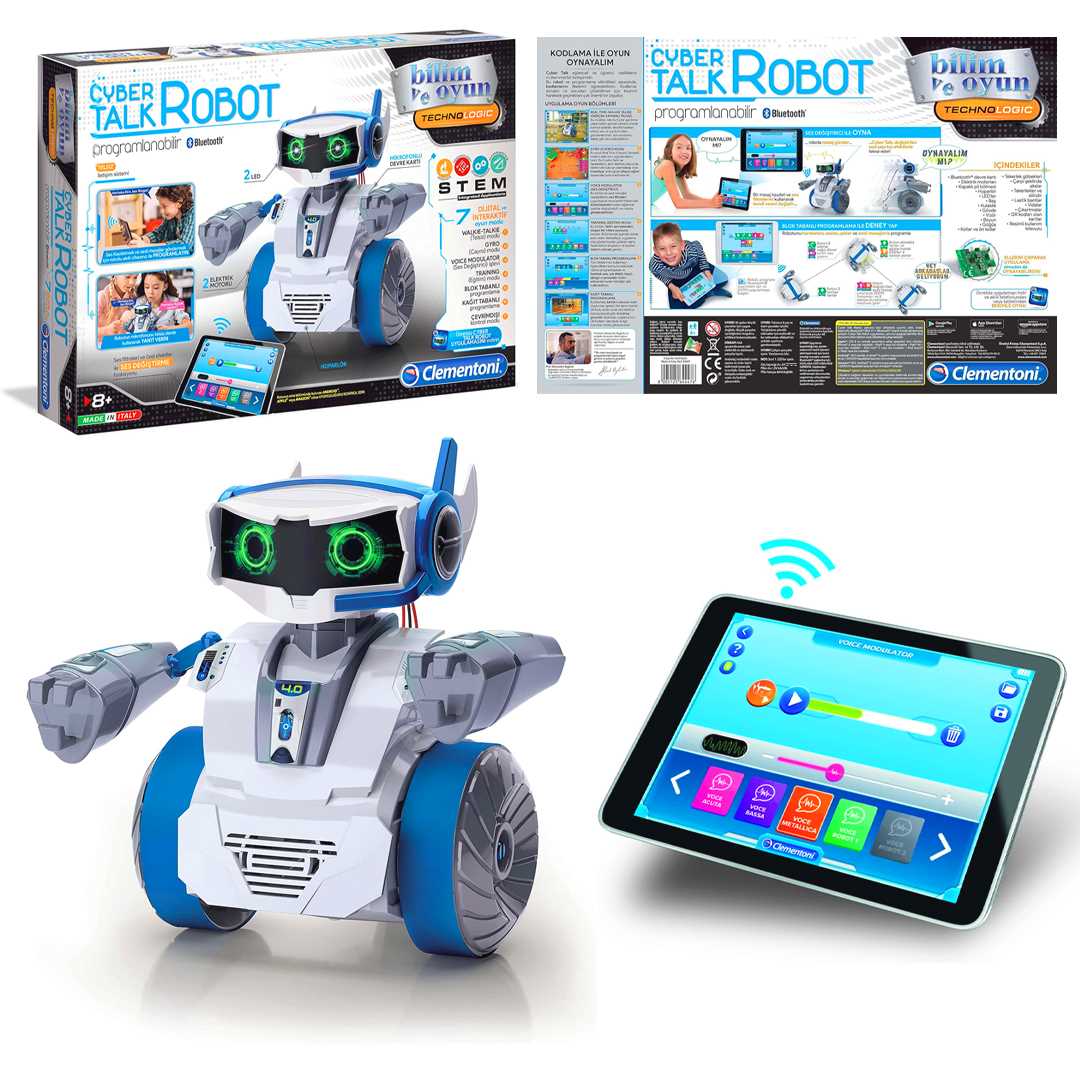 CLEMENTONİ BİLİM VE OYUN 64447 CYBER TALK ROBOT BLUETOOTH IŞIKLI SESLİ PİLLİ 8+ 1