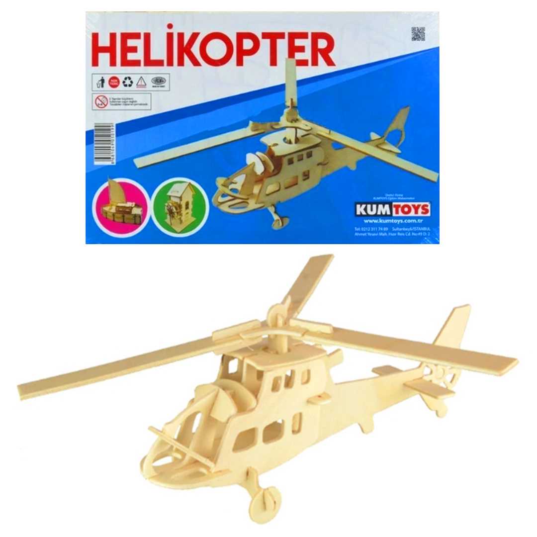 KUMTOYS 3D AHŞAP MAKET 21x33 HELİKOPTER KÜÇÜK 1