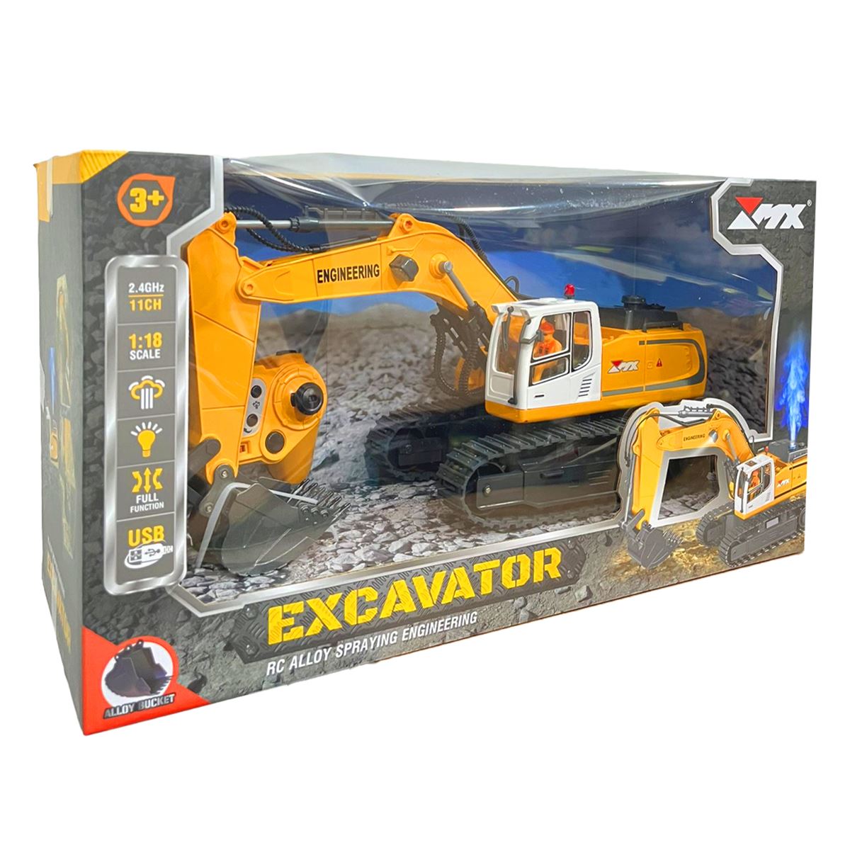 PASİFİK EXCAVATOR KUMANDALI KEPÇE Z6819A IŞIKLI ŞARJLI 2.4GHZ F/F 1:18 3+ 1