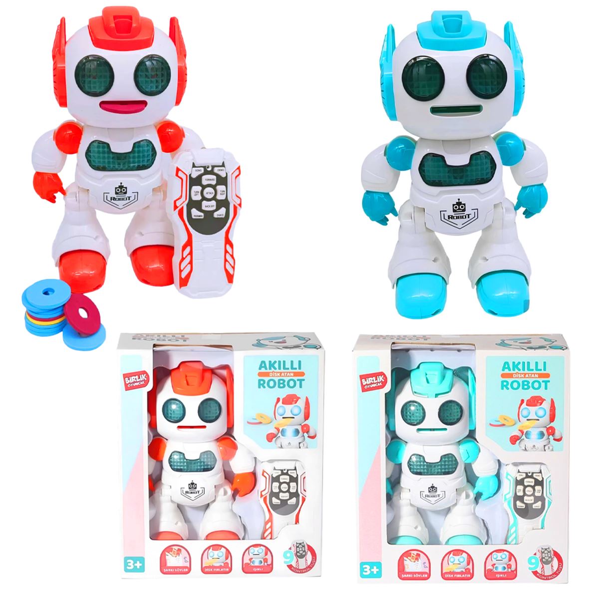 TOYSAN KUMANDALI DİSK ATAN AKILLI ROBOT 606-30 SESLİ IŞIKLI 3+ 1