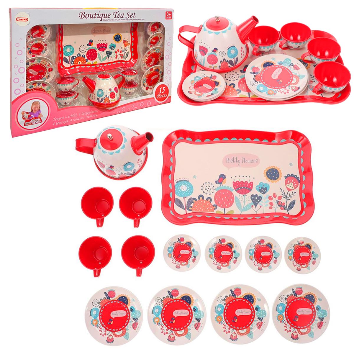 TOYSAN METAL ÇAY SETİ 966-D16 KUTULU 15 PARÇA 3+ 1