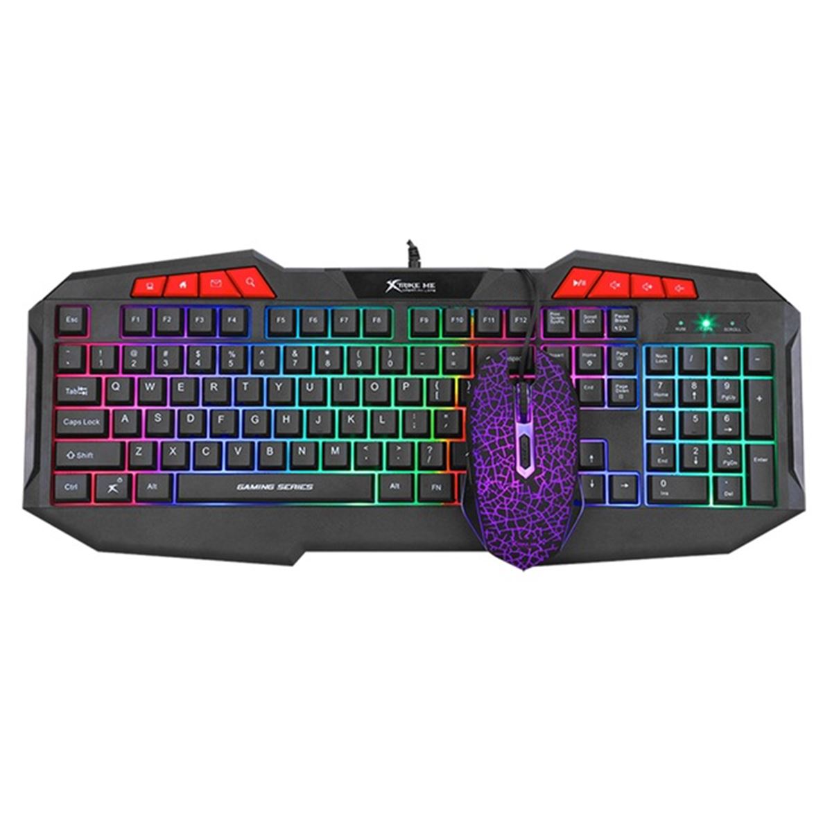 XTRİKE ME KLAVYE Q + MOUSE MK-503KIT SİYAH USB KABLOLU GÖKKUŞAĞI AYDINLATMALI MULTİMEDİA 1