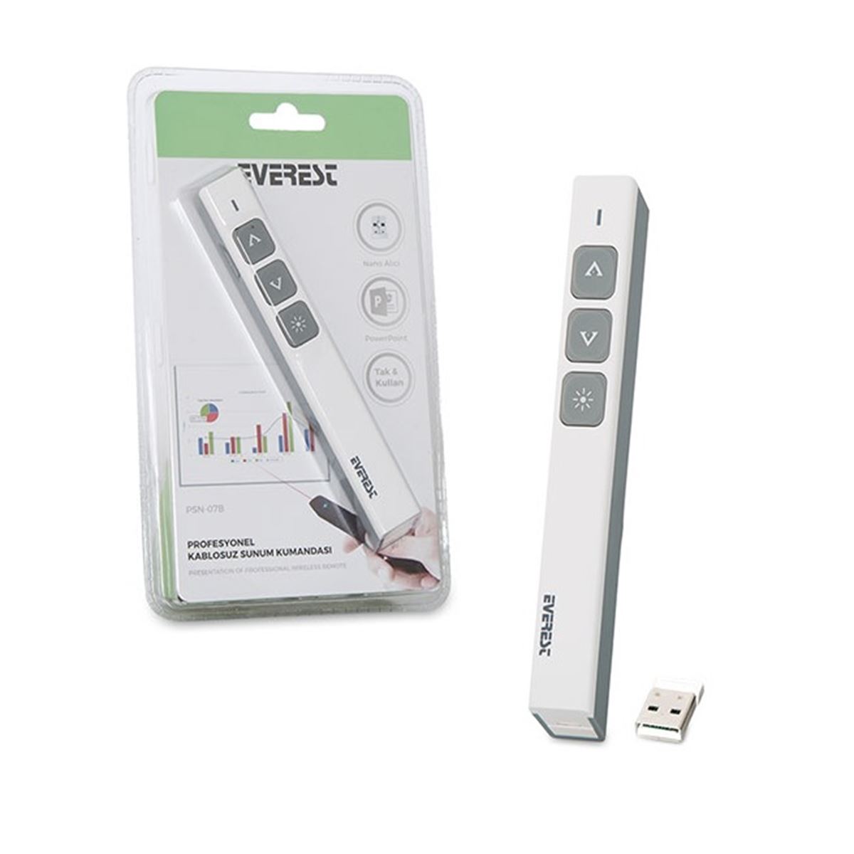 EVEREST SUNUM KUMANDASI PSN-07B BEYAZ KABLOSUZ 1